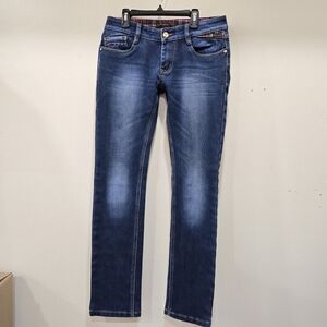 Vintage Mock Up Dark Denim Straight Leg Lined Jeans Size 30